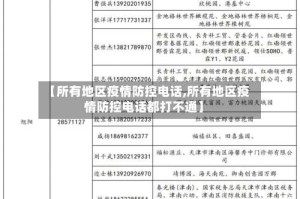 【所有地区疫情防控电话,所有地区疫情防控电话都打不通】