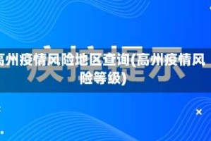 高州疫情风险地区查询(高州疫情风险等级)