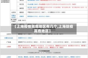 【上海疫情高危地区有几个,上海防疫高危地区】