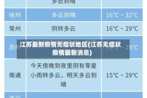江苏最新疫情无症状地区(江苏无症状疫情最新消息)