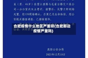 合肥疫情什么地区严重呀(合肥那边疫情严重吗)