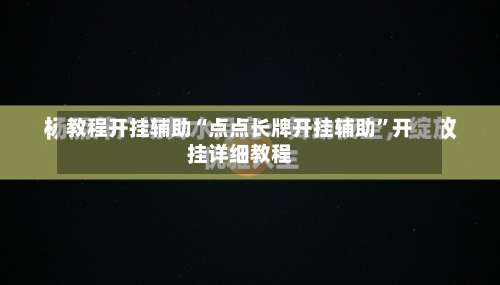 教程开挂辅助“点点长牌开挂辅助”开挂详细教程-第1张图片